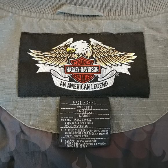 Women's Large L Harley-Davidson Army Green Jacket Camo Inside 97508-05VW - Picture 7 of 9